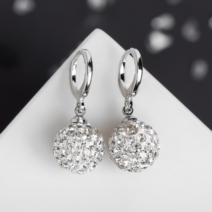 Серьги со стразами «Шамбала» сияние, цвет белый в серебре Серьги со стразами «Шамбала» сияние, цвет белый в серебре