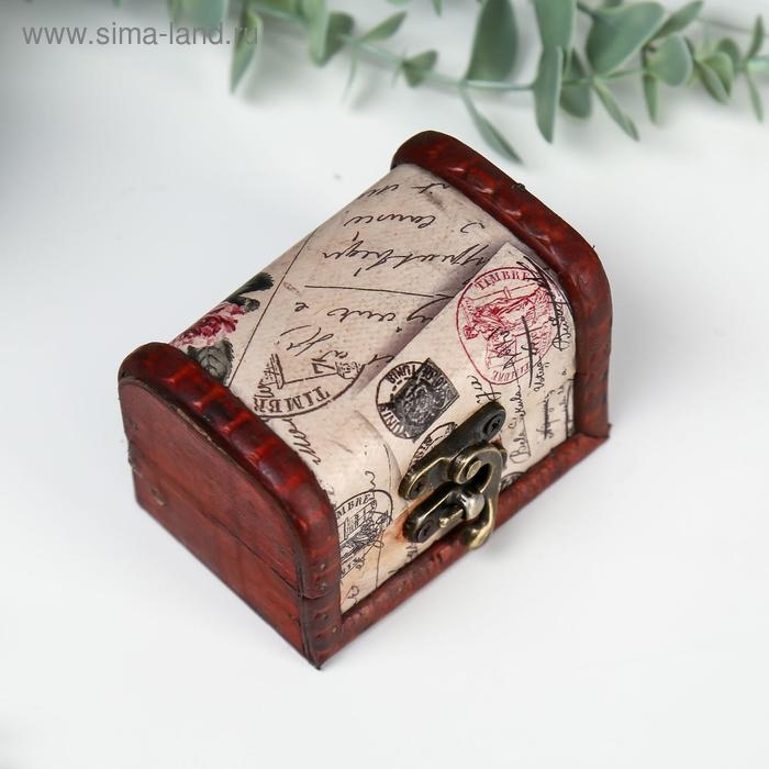 Шкатулка дерево сундучок  Шкатулка дерево сундучок "Цветущий город" 6х8х5,5 см