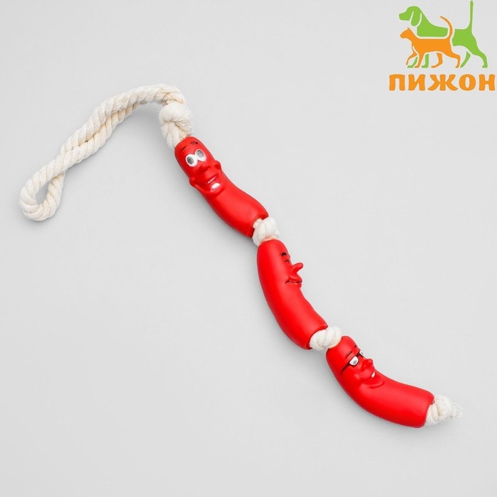 Игрушка резиновая  Игрушка резиновая "3 сосиски" на канате, 50 см, микс