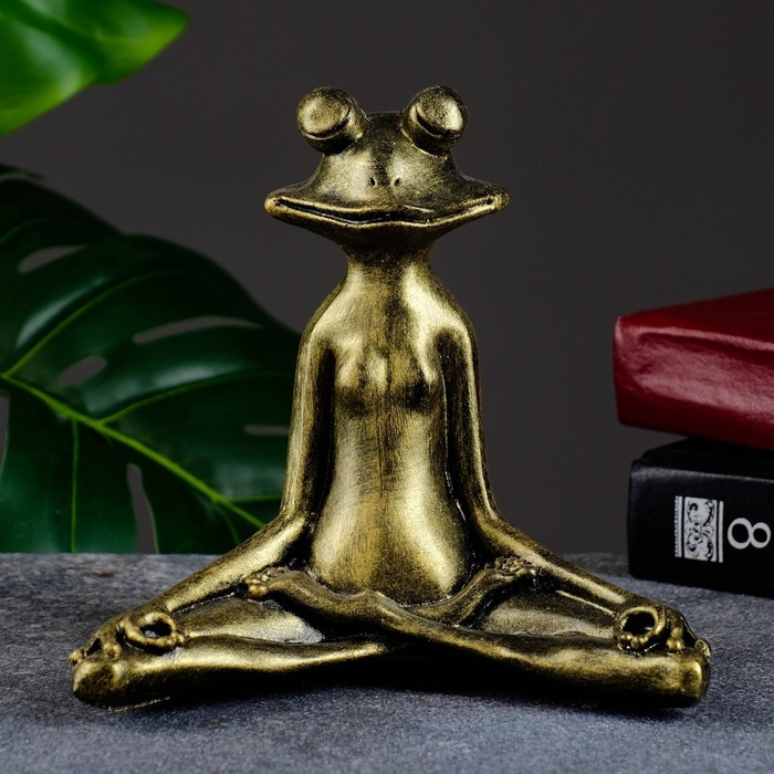 Фигура Фигура "Лягушка йог в позе лотоса" 16х16х6см, золото