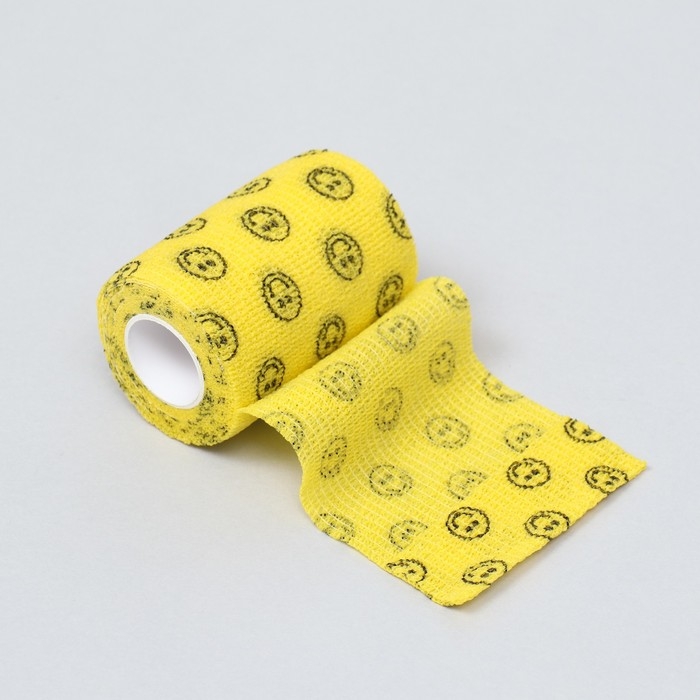 Бинт самофиксирующийся  Бинт самофиксирующийся "Смайлики", 7,5 см, макс. растяжимость 4,5 м