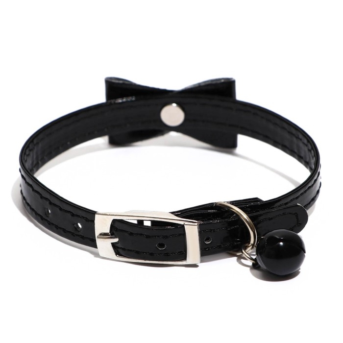 Ошейник Ошейник "Сияние" с бусиной и бубенчиком, 29 х 1 см, ОШ 21-26, чёрный