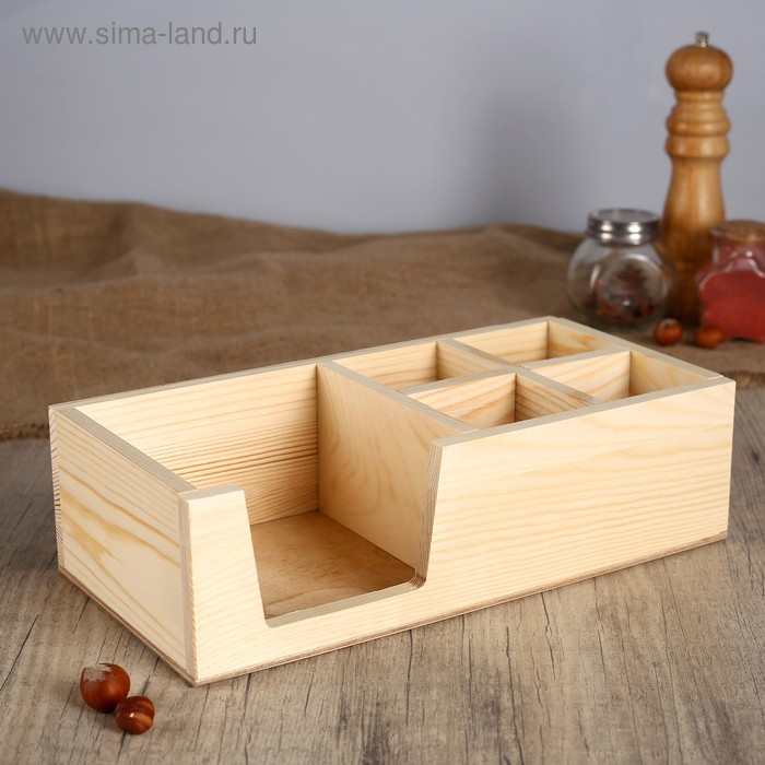 Подставка Подставка "Прямоугольник" из СОСНЫ, с 5ю отсеками, 15×30×8.5 см