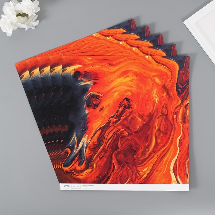 Бумага для скрапбукинга двусторонняя Бумага для скрапбукинга двусторонняя "Разводы краски" плотность 180 гр набор 5 шт 30,5х32 см 10718