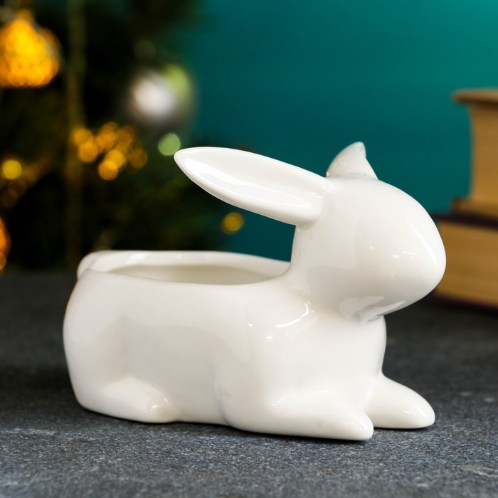 Кашпо  Кашпо "Сканди заяц" белый, 13х8х9см