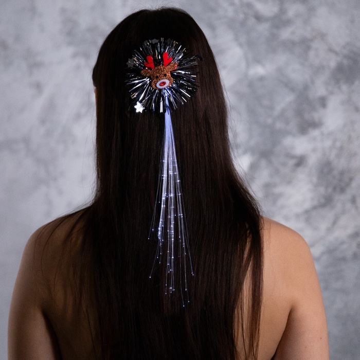 Заколка для волос светодиодная  Заколка для волос светодиодная "Олень" 34x9 см, 1 LED, батарейки LR1130x2 (в комплекте), свечение белое