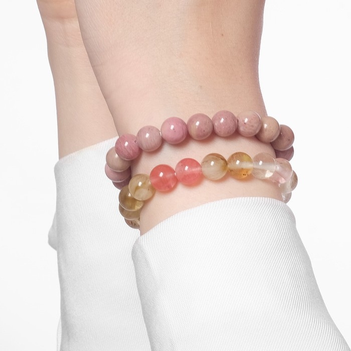 Набор браслетов 2 шт. шар №8 «Халцедон и Родонит», 5,5 см Набор браслетов 2 шт. шар №8 «Халцедон и Родонит», 5,5 см