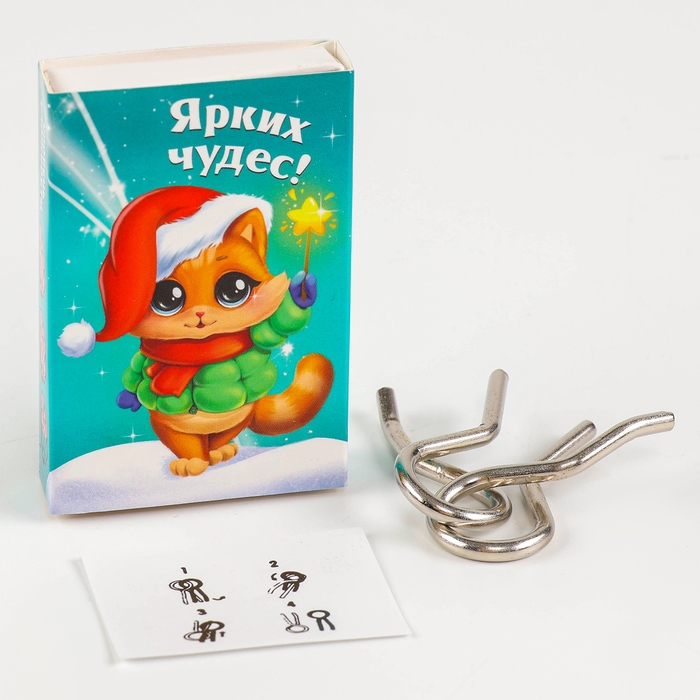 Головоломка металлическая «Развивай логику. Змейки», в шоубоксе, МИКС