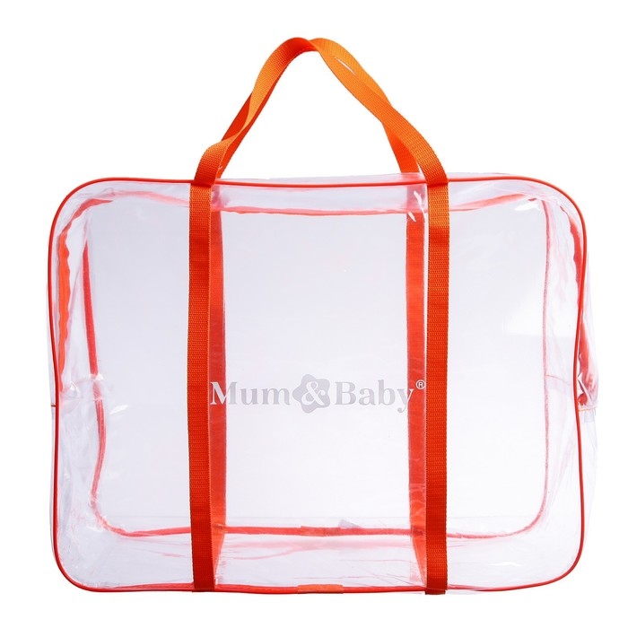 Сумка в роддом, размер 40х50х25 см, карман сбоку, цвет прозрачный/оранжевый, Mum&Baby Сумка в роддом, размер 40х50х25 см, карман сбоку, цвет прозрачный/оранжевый, Mum&Baby