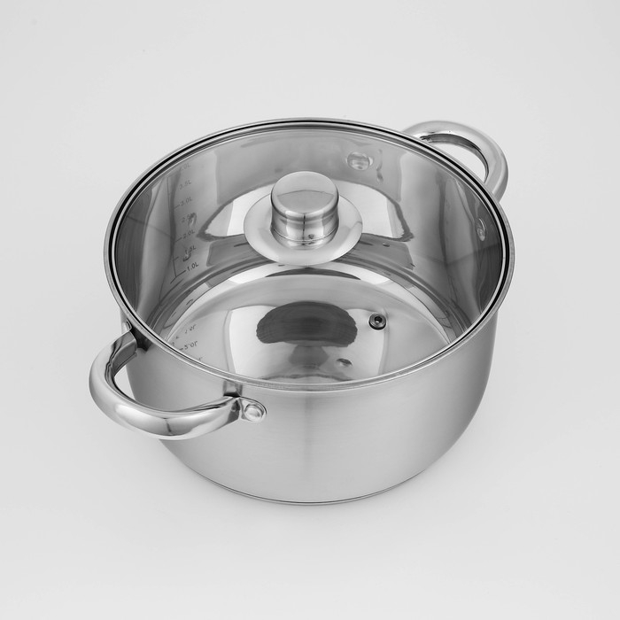 Кастрюля из нержавеющей стали Доляна «Гретте», 4,2 л, d=22 см, с крышкой, капсульное дно, индукция Кастрюля из нержавеющей стали Доляна «Гретте», 4,2 л, d=22 см, с крышкой, капсульное дно, индукция