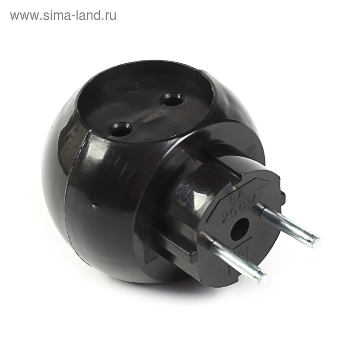 Тройник электрический REXANT  Тройник электрический REXANT "Шар", 6 А, без з/к, черный