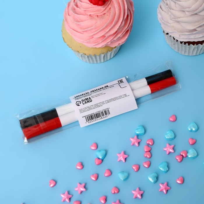 Маркер пищевой 2-х сторонний, набор 2 цвета (чёрный, красный) Маркер пищевой 2-х сторонний, набор 2 цвета (чёрный, красный)