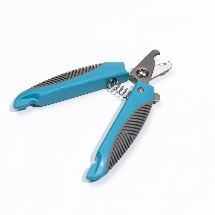 Когтерез боковой с рифлеными ручками, отверстие 9 мм, голубой с серым Когтерез боковой с рифлеными ручками, отверстие 9 мм, голубой с серым