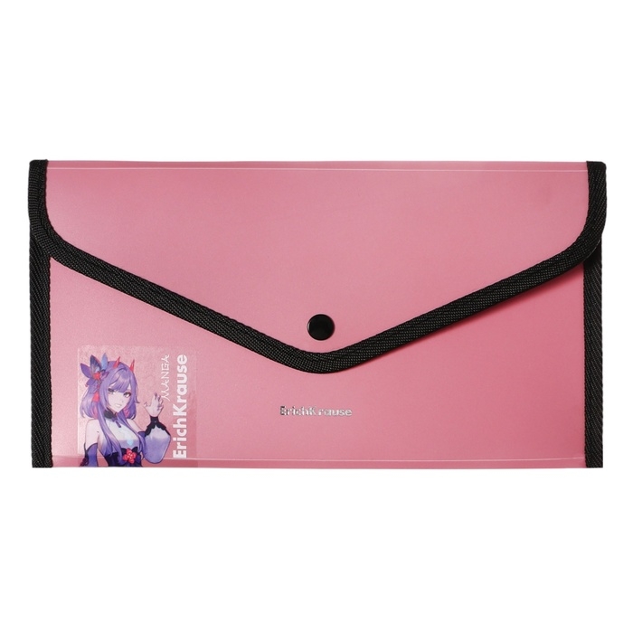 Папка-конверт на кнопке 260 х 140 мм (Travel), 600 мкм, ErichKrause Папка-конверт на кнопке 260 х 140 мм (Travel), 600 мкм, ErichKrause "Matt Manga", с расширением, непрозрачная, тиснение "песок", микс