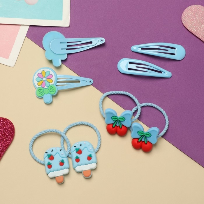 Набор для волос Набор для волос "Ванилька" (4 резинки, 4 невидимки) карамельки, голубой