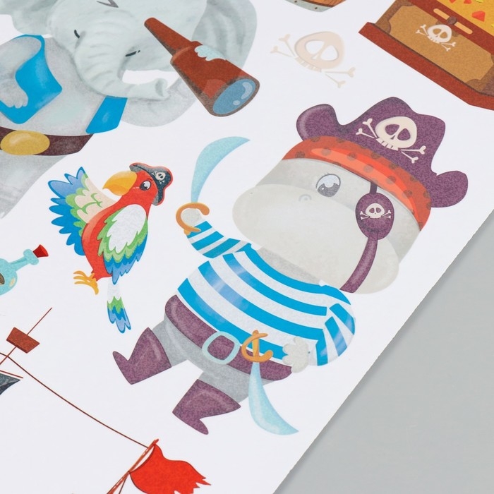 Наклейка интерьерная цветная ростомер  Наклейка интерьерная цветная ростомер "Пиратский корабль" 50х70 см