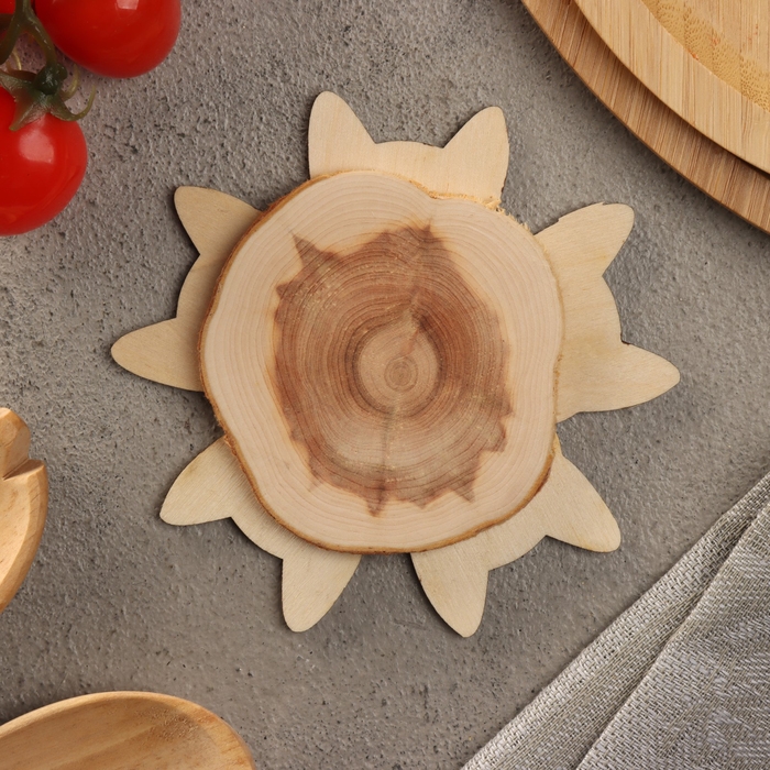 Подставка под горячее Подставка под горячее "Серый кот", D=12, можжевельник