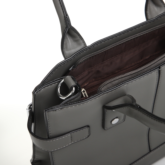 Сумка женская тоут, на молнии, цвет серый