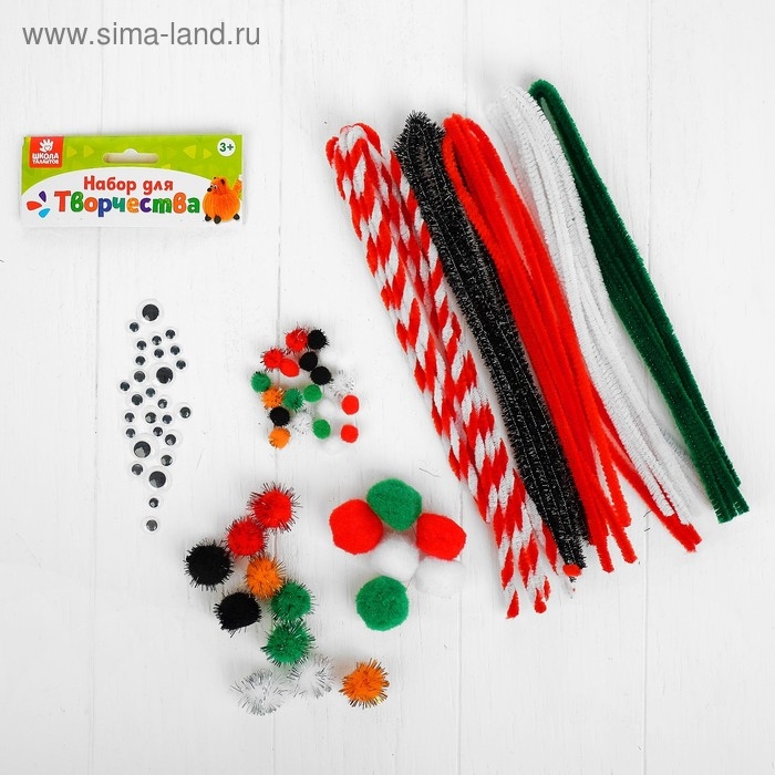 Набор для творчества из проволоки с ворсом, помпонов, глаз №12, цвета МИКС Набор для творчества из проволоки с ворсом, помпонов, глаз №12, цвета МИКС