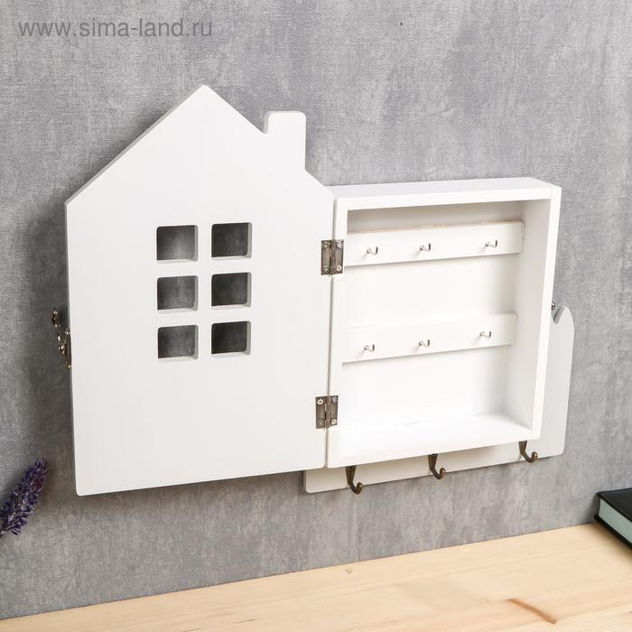 Ключница дерево Ключница дерево "Домик с розовым садом" 30х22х6 см