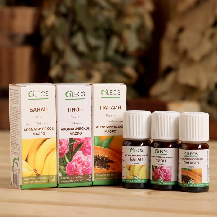 Ароматическое масло Ароматическое масло "Пион, Папайя, Банан", набор 3 шт по 10 мл Oleos