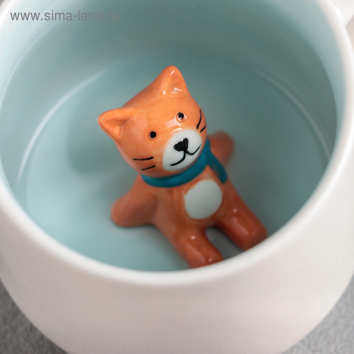 Кружка керамическая с фигуркой на дне «Прятки. Тигра», 350 мл, цвет белый Кружка керамическая с фигуркой на дне «Прятки. Тигра», 350 мл, цвет белый