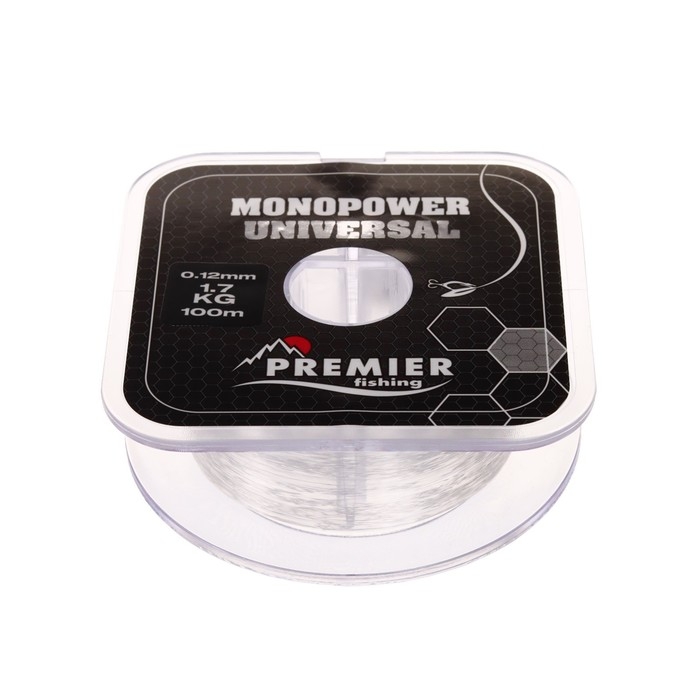 Леска Preмier Fishing MONOPOWER Universal, диаметр 0.12 мм, тест 1.7 кг, 100 м, прозрачная Леска Preмier Fishing MONOPOWER Universal, диаметр 0.12 мм, тест 1.7 кг, 100 м, прозрачная