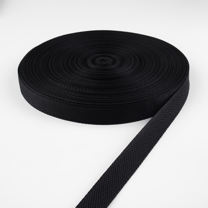 Стропа ременная, 20 мм, 50 ± 1 м, плотность 6,5 гр/м, цвет чёрный Стропа ременная, 20 мм, 50 ± 1 м, плотность 6,5 гр/м, цвет чёрный