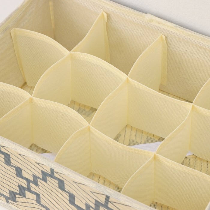 Органайзер для хранения белья Доляна «Гэтс», 12 ячеек, 32×24×12 см, цвет бежевый Органайзер для хранения белья Доляна «Гэтс», 12 ячеек, 32×24×12 см, цвет бежевый