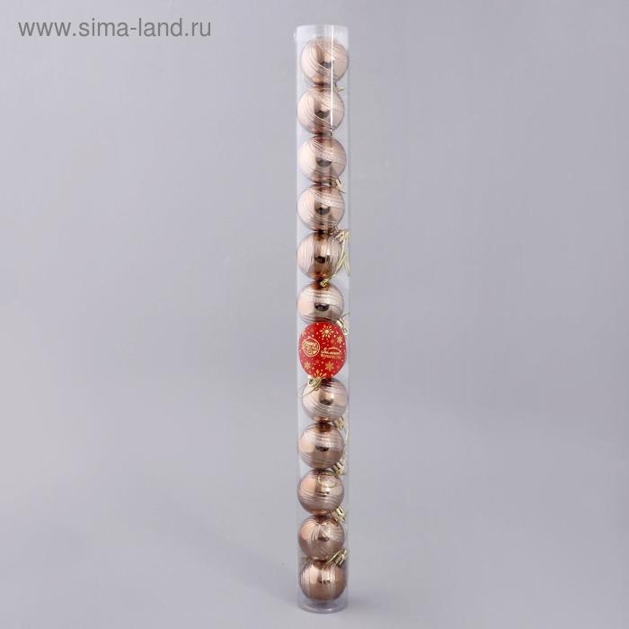 Набор шаров пластик d-4 см, 12 шт Набор шаров пластик d-4 см, 12 шт "Вертикаль" коричневый