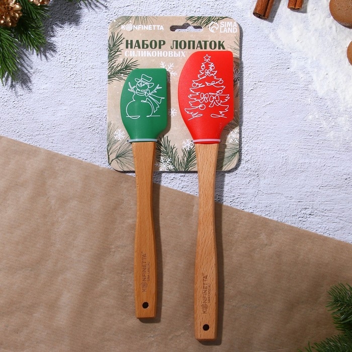 Новый год. Набор силиконовых лопаток «Рождественские истории», 2 шт в наборе (26х5 см, 23.3х4.3 см) Новый год. Набор силиконовых лопаток «Рождественские истории», 2 шт в наборе (26х5 см, 23.3х4.3 см)
