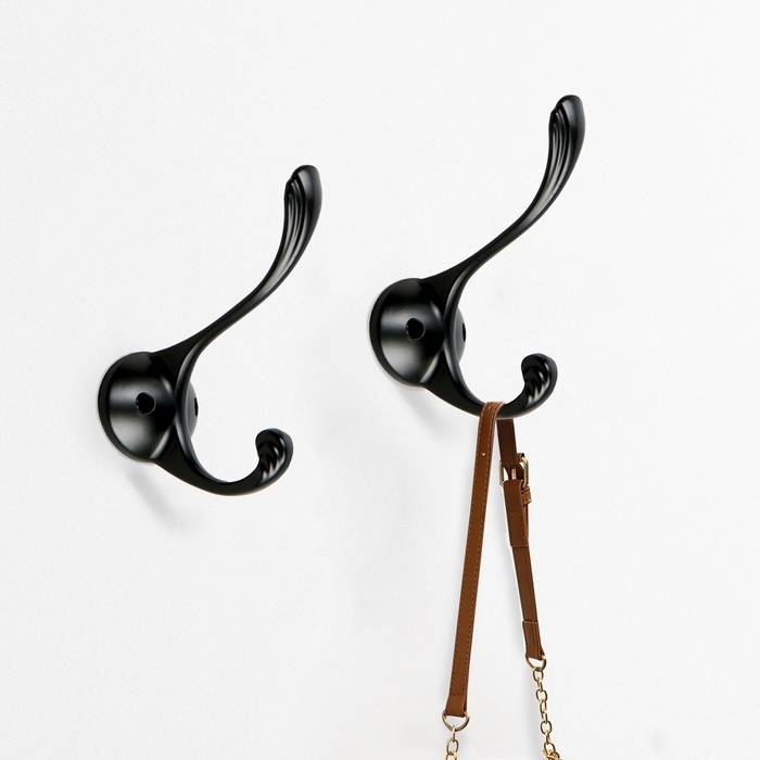 Крючок мебельный CAPPIO RARITY, двухрожковый, черный Крючок мебельный CAPPIO RARITY, двухрожковый, черный