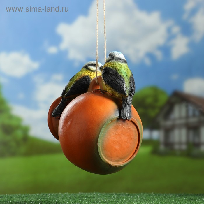 Подвесной декор - кормушка Подвесной декор - кормушка "Кувшин с птичками" 21х18х15см