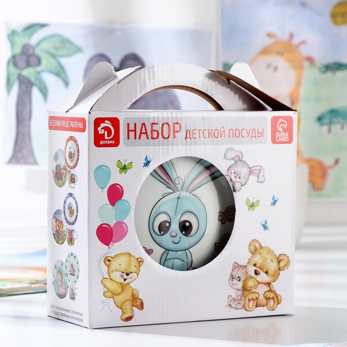 Набор детской посуды из керамики Доляна «Крош», 3 предмета: кружка 230 мл, миска 400 мл, тарелка d=18 см Набор детской посуды из керамики Доляна «Крош», 3 предмета: кружка 230 мл, миска 400 мл, тарелка d=18 см