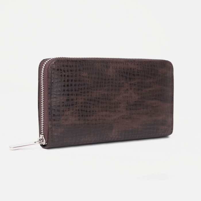 Портмоне мужское на молнии, отдел для купюр, для карт, для монет, цвет коричневый