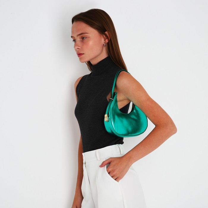 Сумка-багет на молнии, цвет зелёный Сумка-багет на молнии, цвет зелёный