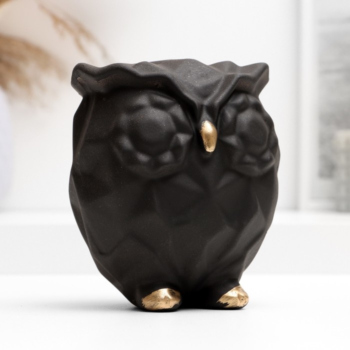 Копилка Копилка "Сова оригами" черная, 12х10х14см