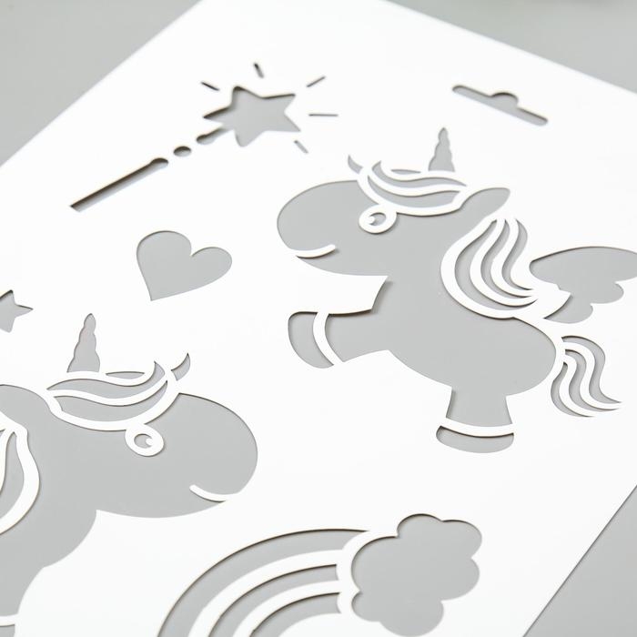 Трафарет пластик Трафарет пластик "Единорожки" 16х22 см