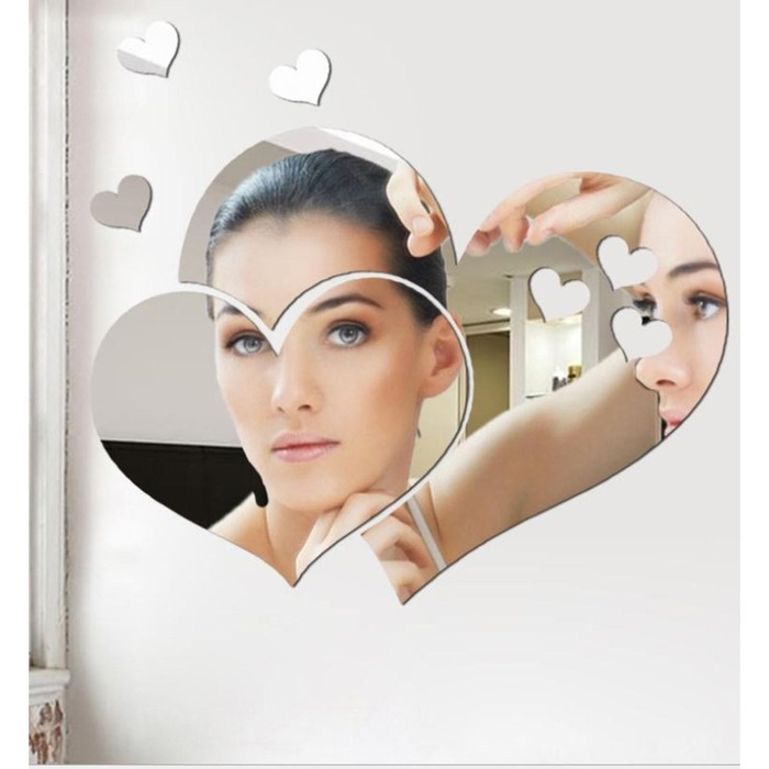 Наклейки интерьерные Наклейки интерьерные "Сердца", зеркальные, декор на стену, панно 22 х 28.5 см, 5 эл