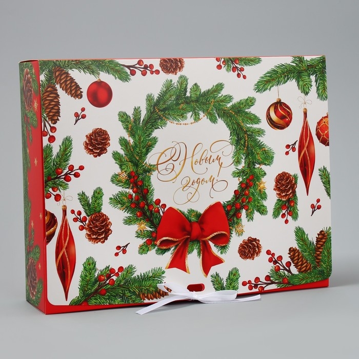 Коробка подарочная новогодняя складная «С Новым годом!», 31 х 24.5 х 8 см, Новый год Коробка подарочная новогодняя складная «С Новым годом!», 31 х 24.5 х 8 см, Новый год
