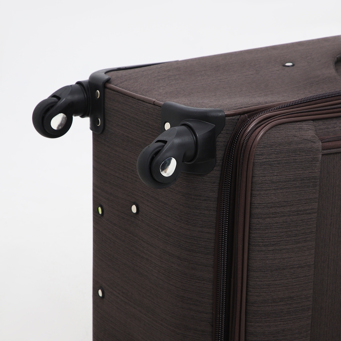 Чемодан большой 95 л (L), отдел на молнии, с расширением, кодовый замок, 4 колеса, наружный карман, цвет коричневый Чемодан большой 95 л (L), отдел на молнии, с расширением, кодовый замок, 4 колеса, наружный карман, цвет коричневый
