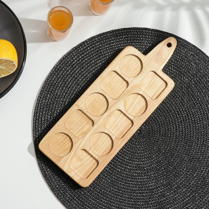 Доска - менажница для подачи шотов Adelica, на 5 рюмок, 30×13×1,8 см, берёза Доска - менажница для подачи шотов Adelica, на 5 рюмок, 30×13×1,8 см, берёза