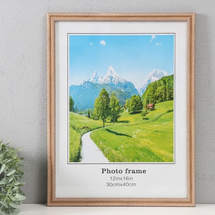 Фоторамка пластик 30х40 см Фоторамка пластик 30х40 см "Двойная коса" пшеничная 32,4х42,4х1,1 см