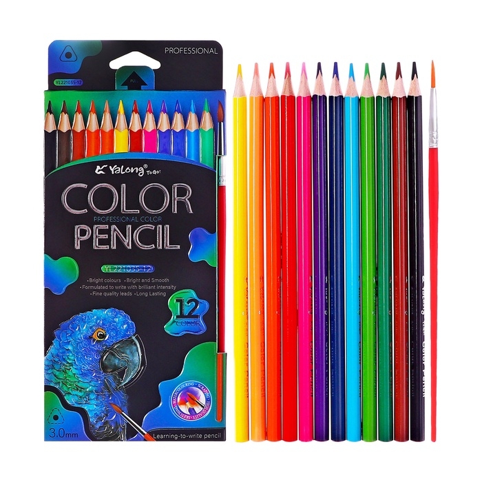 Карандаши акварельные 12 цветов, в картонной коробке, треугольные,дер, с кист,Животные МИКС Карандаши акварельные 12 цветов, в картонной коробке, треугольные,дер, с кист,Животные МИКС