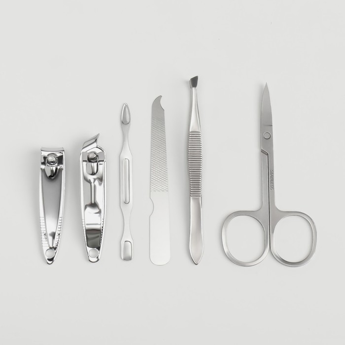 Набор маникюрный, 6 предметов, в футляре, разноцветный Набор маникюрный, 6 предметов, в футляре, разноцветный