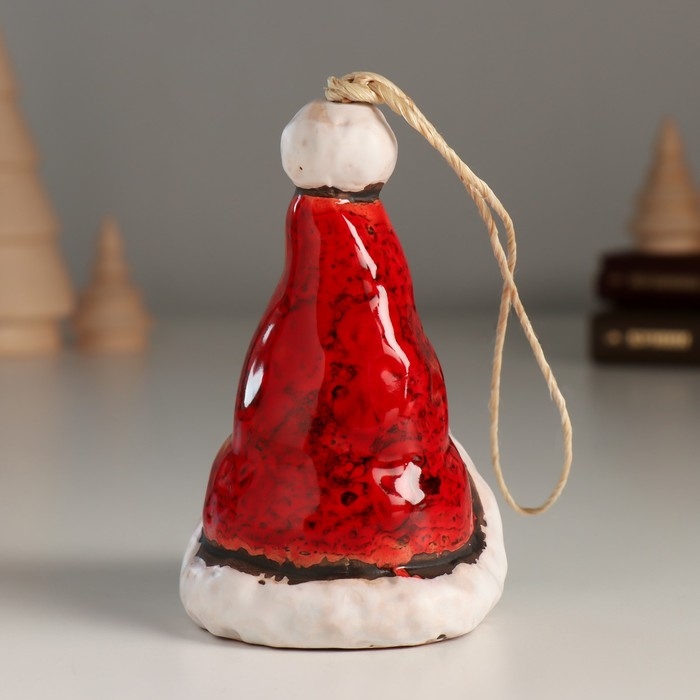 Колокольчик керамика  Колокольчик керамика "Дедушка Мороз в большом колпаке" 6,5х6,5х10,5 см