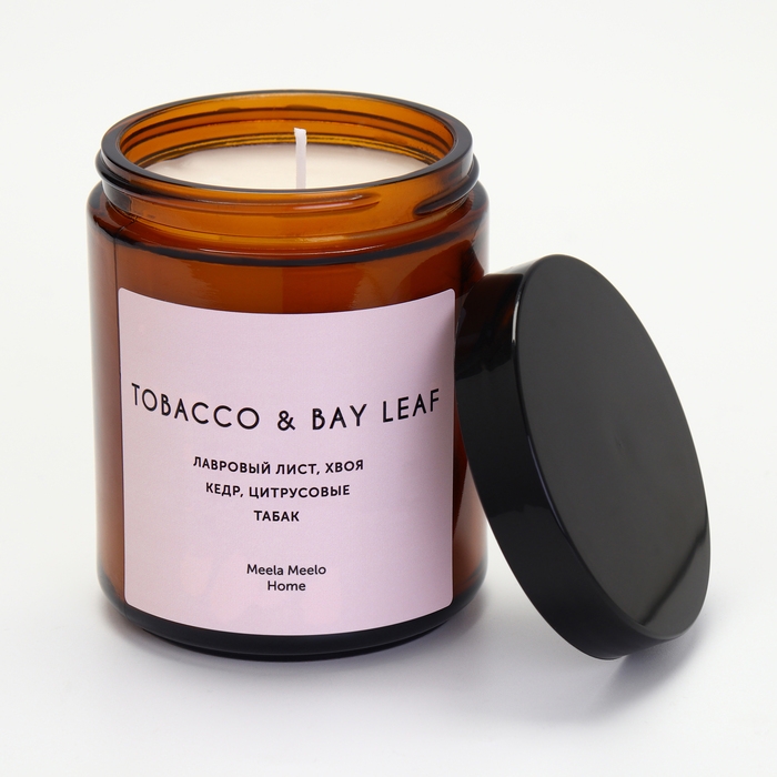 Свеча в банке ароматическая  Свеча в банке ароматическая "Tоbacco & bay leaf", хвоя, кедр, табак, 250 мл