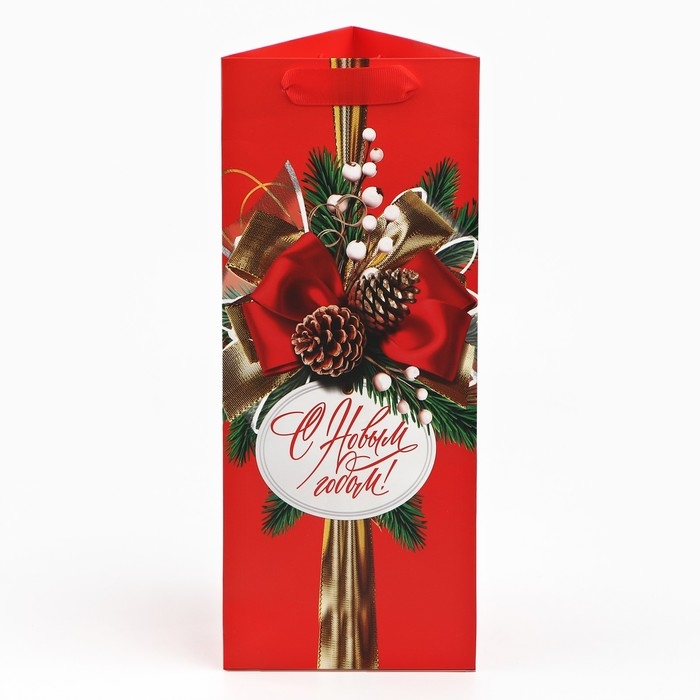 Пакеты под бутылку «С Новым годом», бант 13 х 32 х 11,3 см , Новый год Пакеты под бутылку «С Новым годом», бант 13 х 32 х 11,3 см , Новый год