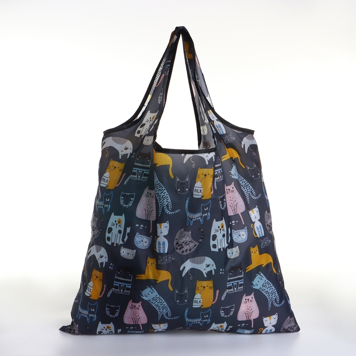 Сумка хозяйственная без застёжки, складная, цвет чёрный Сумка хозяйственная без застёжки, складная, цвет чёрный