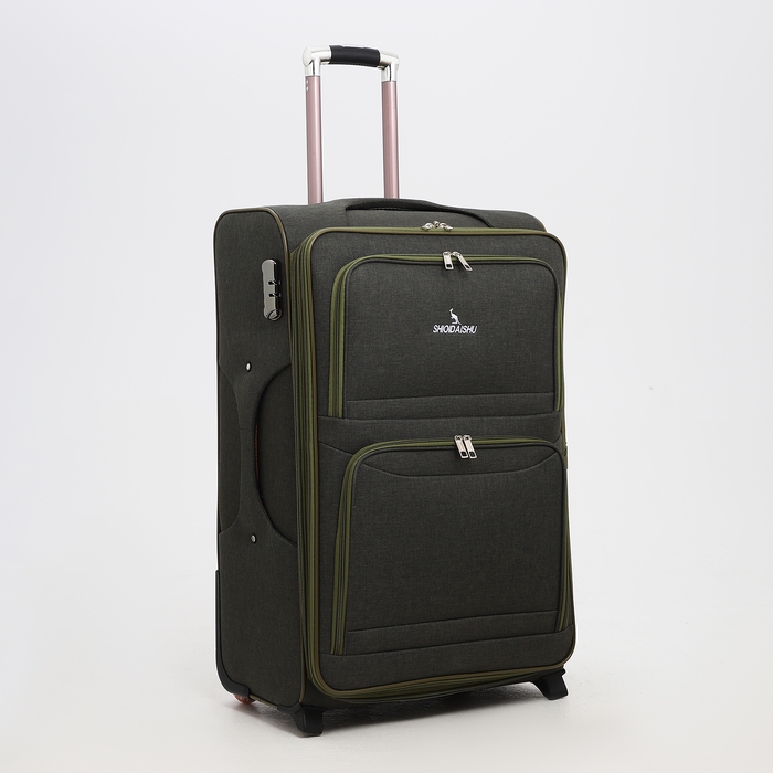 Чемодан большой 95 л (L), отдел на молнии, с расширением, кодовый замок, 3 колеса, 2 наружных кармана, цвет хаки Чемодан большой 95 л (L), отдел на молнии, с расширением, кодовый замок, 3 колеса, 2 наружных кармана, цвет хаки